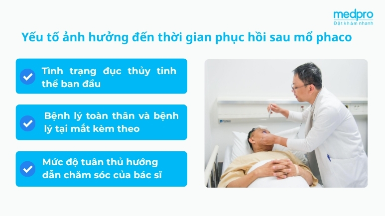 yếu tố ảnh hưởng thời gian phục hồi sau mổ phaco